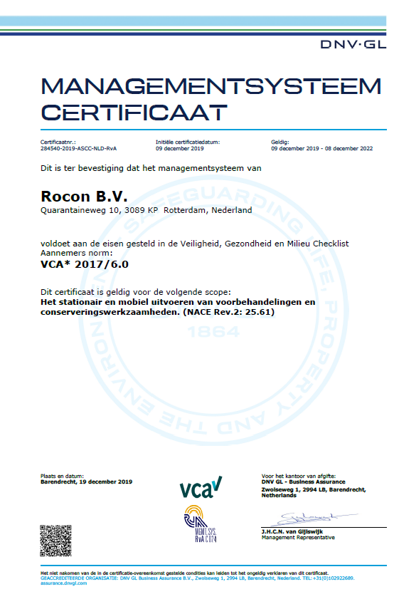 Rocon BV VCA* 2017/6.0
